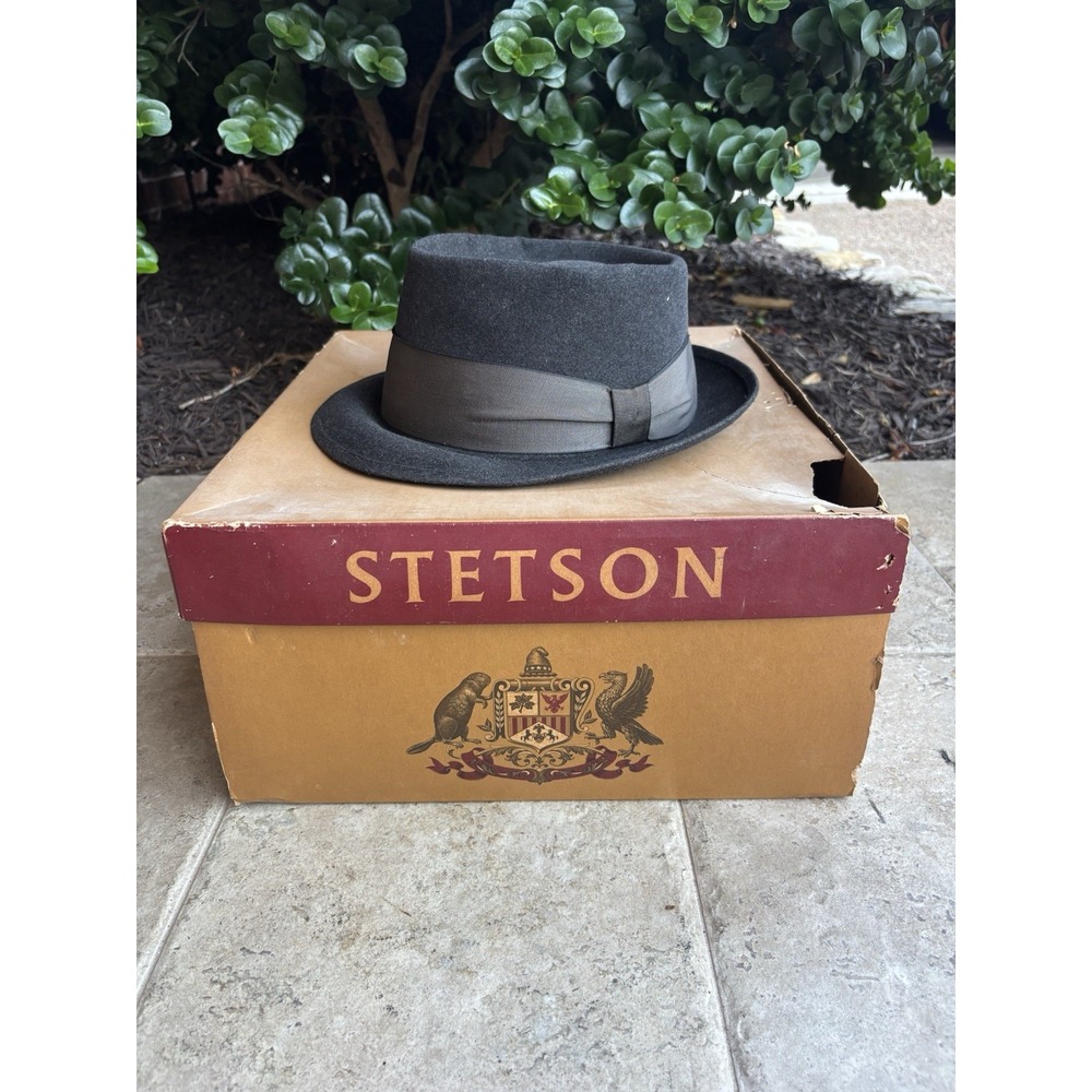 ⭐️Vintage Black Stetson Royal Deluxe The Gun Club Fedora⭐️W/Original Box⭐️7 1/8